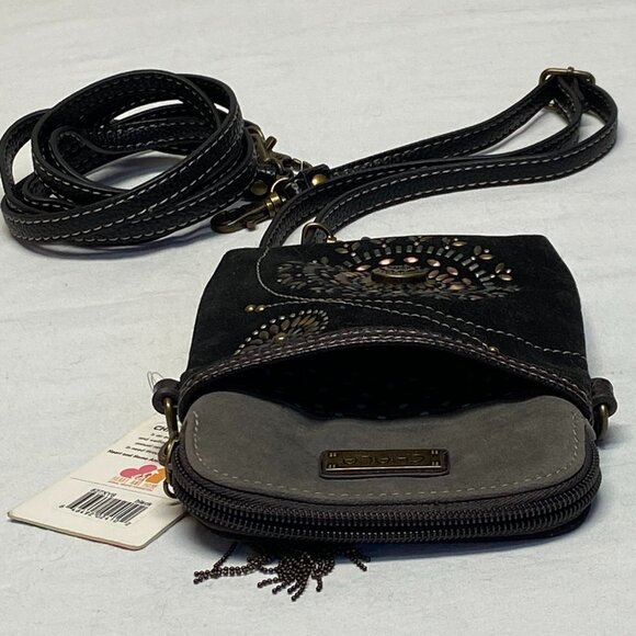 Convertible 2 Strap Stud Decorated Mandala Vegan Suede Small Bag Pouch NWT Chala - Picture 8 of 10